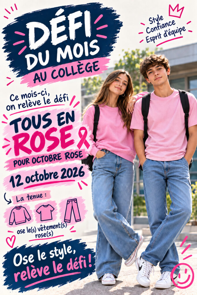 Dans le cadre d'octobre rose, plus de 1000 élèves se sont réunis pour un flash mob géant aux côtés de l'association Symbiose, engagée dans la lutte contre le cancer du sein.
Grâce au soutien du groupe VYV, 10 € sont reversés à l'association pour chaque participant !
Un immense bravo à tous pour votre énergie et votre enthousiasme !